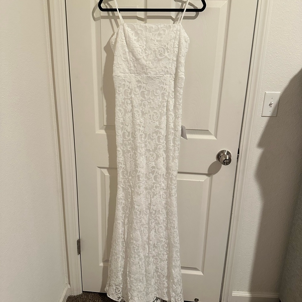 Lulu's White Sequin Embellished Maxi Dress